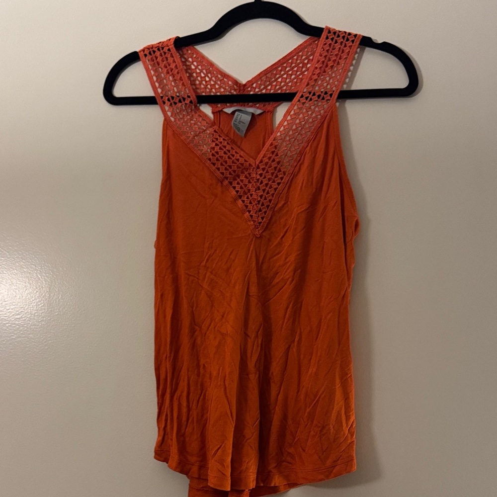 H&M Vibrant Orange Crochet Tank Top